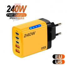PD 240W Tipo C GaN Caricatore di ricarica rapida Porte multiple Adattatore di ricarica USB ad alta velocità per iPad iPhone Samsung Huawei Xiaomi Oneplus