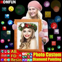 HOMFUN Harz + Feenstaub + AB Bohrer Foto Benutzerdefinierte Vollbohrer 5D DIY Diamant Malerei Privat Kreuzstich 3D 5D Stickerei Dekor