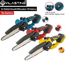 VILASTING Sega a catena elettrica 6IN Taglierina per legno Potatura da giardino PowerTool con schermo LED per Makita/Dewalt/Milwaukee 18V Batteria Pin