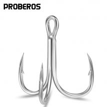 PROBEROS 50 pezzi amo da pesca in acqua salata 14 # -3/0 #   Ami tripli antiruggine Ami da pesca color piattaforma 3X Acciaio ad alto tenore di carbonio ad alta resistenza