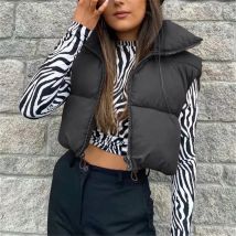 Fashion Zipper Weste Für Frauen Herbst Winter Stehkragen Ärmellose Mantel Dame Casual Straße Warme Jacke Elegante Outfit Kleidung