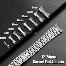 Verbindungsgurte mit gebogenem Ende, Metalladapter für Seiko für Oyster 12/14/16/18/19/20/22/24 mm, Edelstahl-Anschlüsse, Zubehör, 2 Stück