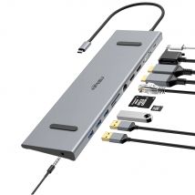 Fairikabe 11 in1 Multi-Port-USB-C-Hub-Laptop-Docking station mit Gigabit-Ethernet 2hdmi 3,0 w pd vag usb3.0 sd/ft Audio für Dell
