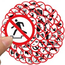 62 Stück lustige Warn- und Verbotsschilder-Aufkleber, niedliche Cartoon-wasserdichte Aufkleber für Laptop, Telefon, Buch, Anime, klassisches Aufkleberpaket, Spielzeug, Geschenk
