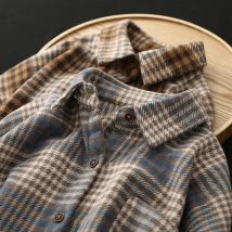 Blouse Women Woolen Plaid Shirt Women's Top Padded Shirt Coat Blusas Ropa De Mujer