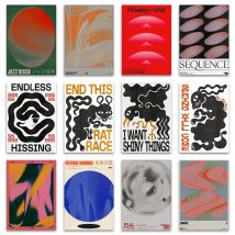 KSUMRET Jazz Kissa Nishikigoi Canvas Wall Art Print Poster Abstract Vintage Style Decorative Painting Modern Home Decor Gift