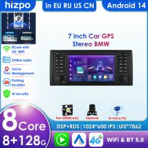 8+128G 2 Din Android 13 Samochodowy odtwarzacz multimedialny Nawigacja do BMW E39 E53 M5 1995-2003 Audio Stereo BT GPS Wifi Carplay Autoradio