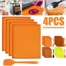 4pcs Silicone Dehydrator Mats with Edge Non-stick Dehydrator Sheets Multifunctional Dehydrator Trays with Silicone Scraper