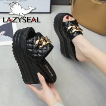 Lazysea 12cm Super High Heels Frauen Hausschuhe Mettain Ketten höhe zunehmende Rutschen Frauen Hochzeits schuhe neue Plattform Hochzeits schuh