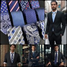 Navy Ties for Men Extra Long Neckties Paisley Solid Blue Stripes 63" 160cm Business Dropshipping