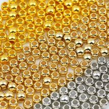 30–300 Stück, 4–12 mm, großes Loch, glänzend, CCB-Kunststoff, goldene versilberte Spacer-lose Perlen für Schmuckherstellung, DIY-Armband, Halskette