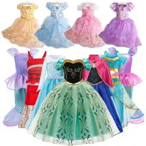 Kostium księżniczki dla dzieci dzieci Elsa Anna przebranie na Halloween dziewczyna Jasmine Moana sukienka obiadowa Roszpunka syrenka korowód przebranie 3-10 lat