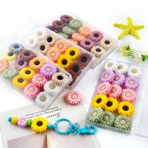 15 teile/schachtel 30mm Gänseblümchen Blume Silikon fokale Perlen für Schmuck machen DIY Perlen Stift Armband Schlüssel bund hand gefertigte Accessoires