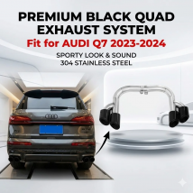 Edelstahl-Auspuffspitze für Audi Q7 2024–2025, 2,0 t, 3,0 t, Benzin-Auto, bis zu SQ7, quadratische Spitzen, schwarze Düsenschalldämpferspitze