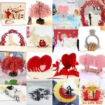 3D Pop UP Hochzeitseinladung Grußkarten Valentinstag Liebhaber Geschenkkarte Blume für Freundin Lehrer Muttertag Großhandel