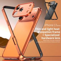 Camera Protection + Hybrid Silicone Frame Aluminum Metal Phone Case For iPhone 17 Pro Max Better Heat Bumper