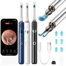 Pinzette per orecchie 3 in 1 abilitate Wi-Fi Strumento per la rimozione del cerume con fotocamera da 12 MP con batteria ricaricabile Detergente per orecchie con pinzette Strumenti