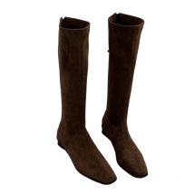 Womens High Boots 2025 Winter Fashion Low Heel Square Toe Knee-high Motorcycle Boots New Banquet Party Boots Women Botas Zapatos