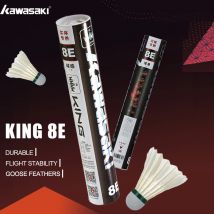 Professionelle Gänsefeder-Badminton-Federbälle Kawasaki 8E / 10E für das Training, hohe Stabilität, Indoor-Sport-Badmintonball
