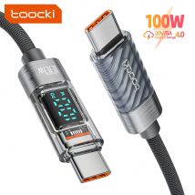 Toocki Transparent USB C To Type C Cable PD 100W Fast Charge USB C to USB C Display Cable For Macbook Xiaomi Samsung Poco Huawei