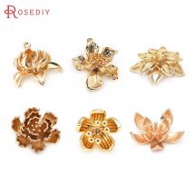 18K Gold Farbe Messing 3D Blume Pflaume Lotus Halsketten Charms Anhänger Schmuck Ohrringe Machen Liefert Diy Erkenntnisse Zubehör