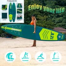FunWater SUPFW41A 12'6" dmuchana deska SUP o udźwigu 230 kg |   Antypoślizgowa podłoga EVA 12-15 PSI do surfowania/jogi/wędkowania - 385x85x15cm