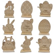 Ostern Holz Handwerk Karton Ei Kaninchen Ornament für glückliche Ostern nach Hause Tisch dekoration Dekorationen Kinder handgemachte DIY Malerei Versorgung