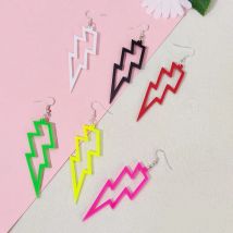 Kuguys Neon Acryl aushöhlen Blitz Tropfen Ohrringe für Frauen trend igen Schmuck coole Accessoires rosa grün schwarz rot weiß