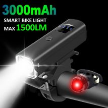 NEWBOLER Luce per bicicletta intelligente Antipioggia USB LED 3000mAh MTB Luce anteriore Faro Ciclismo Torcia elettrica Accessori per luci per bici