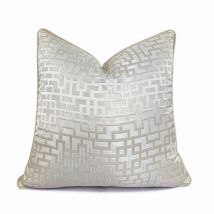 Hinyeatex Modern Contemporary Geometry Elfenbeingrau gewebter Kissenbezug, dekorativer Samt-Kissenbezug für Zuhause, 45,7 x 45,7 cm, 1 Stück Packung