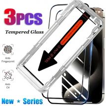 3 szt. Ultra HD Szkła Ochronnego na Cały Ekran do iPhone 17 16 15 14 Pro Max 16e 15 Plus 13 12 11 Pro 17 Air, Instalacja Jednym Kliknięciem