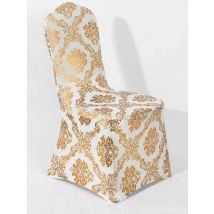 Wedding Decoration Spandex Chair Covers Bronzing Gold Silver Flower Print Washable Stretch Chair Cover Birthday Party Holiday