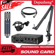 Professional Studio Condenser Microphone USB Audio Interface Sound Card Bundle Kit Podcast Equipment Set Recording Mic