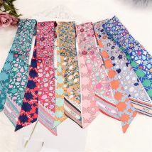 Tasche Schal Neue Blumen Druck Frauen Seide Schal Dünne Tasche Band Weibliche Stirnband Mode Kopf Schal Lange Schals & Wraps