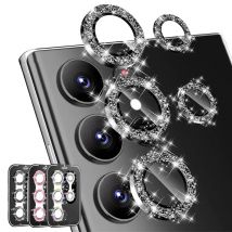 Szkło obiektywu z diamentowym brokatem do Samsung Galaxy S26 Ultra Plus HD Przezroczysta osłona aparatu do Samsung S25 S24 Metalowa folia ochronna na obiektyw z pierścieniem.