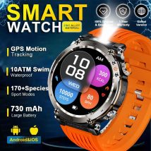 2025 Neue Outdoor-Sport-Smartwatch, 650 mAh Akku, 1,73 Zoll AMOLED-Bildschirm, Herrenuhr, Kompass, 10 ATM, Überwachung, Smartwatch HT30
