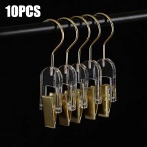 10PCS Transparent Hook Clothes Storage Hanger Hook Clothing Store Wardrobe Acrylic Gold Bra Storage Clip Socks Scarf Hooks