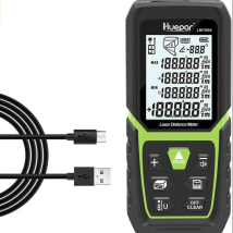 Huepar Laserowy dalmierz 50/100/120 metrów Podświetlany dalmierz laserowy LCD M/In/Ft z akumulatorem litowo-jonowym i elektrycznym czujnikiem kąta