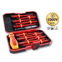 Kit di strumenti di riparazione per elettricisti 13 pezzi Set di cacciaviti isolati intercambiabili da 1000 V con punte Torx Phillips Pozidriv a taglio magnetico