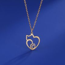 Cazador Katzen-Herzpfoten-Anhänger Halsketten für Frauen, Tierschmuck, Edelstahl-Halskette, Geburtstagsgeschenk 2026