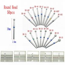 50 Pz/5 Scatole Dentale Sfera di Diamante Frese Rotonde Dentale Manipolo Ad Alta Velocità Frese Dentali Diamantate 1.6mm Gambo BR Serie