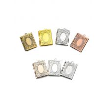 4pcs Books Photo Loclet Box Setting Antique Silver Bronze Rose Gold Color Plated Round Cameo Base Blank Tray