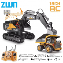 ZWN 1/16 1/20 excavadora teledirigida camión volquete RC modelo coche de juguete profesional aleación simulación vehículo de construcción para niños
