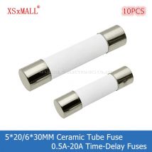 10PCS 5*20/6*30MM Tubo Ceramico A Soffio Lento Fusibile T0.5A 1A 1.6A 2A 2.5A 3A 3.15A 4A 5A 6.3A 8A 10A 12A 15A 16A 20A Fusibili A Ritardo