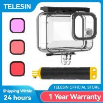 TELESIN 60M Custodia impermeabile per GoPro Hero 13 12 11 10 9 Custodia per immersione subacquea con filtro per accessori Gopro