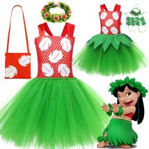 Ragazze Lilo Stitch Summer Beach Party Vestiti Bambini Spettacolo di danza Costume Bambini Abito da principessa Carnevale Abiti di Halloween