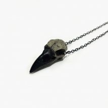 Gothic Vintage Raven Skull Pendant Necklace Women Man Fashion Pagan Jewelry Accessories Gift Goth Punk Raven Animal Charm Choker