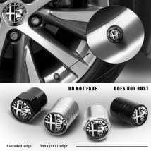4Pc Car Styling 3D In Alluminio di Metallo Auto Ruota Pneumatico Valvola Dell'aria Tappi di Copertura Per Alfa Romeo Giulia Giulietta Stelvio Mito Tonale 147 ﻿