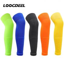 Loogdeel Adult Leg Warmers Elastic Soccer Shin Guard Calf Socks Over Knee Men Sports Compression Protection Long Sleeve Training