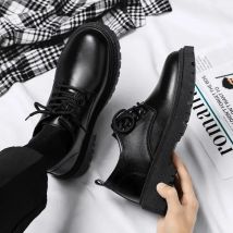 Männer Schuhe Schwarz Mode Business Leder Schuh Plattform Oxfords Anti-slip Dicken Boden Männlichen Derby Schuh Müßiggänger Chaussure Hommes